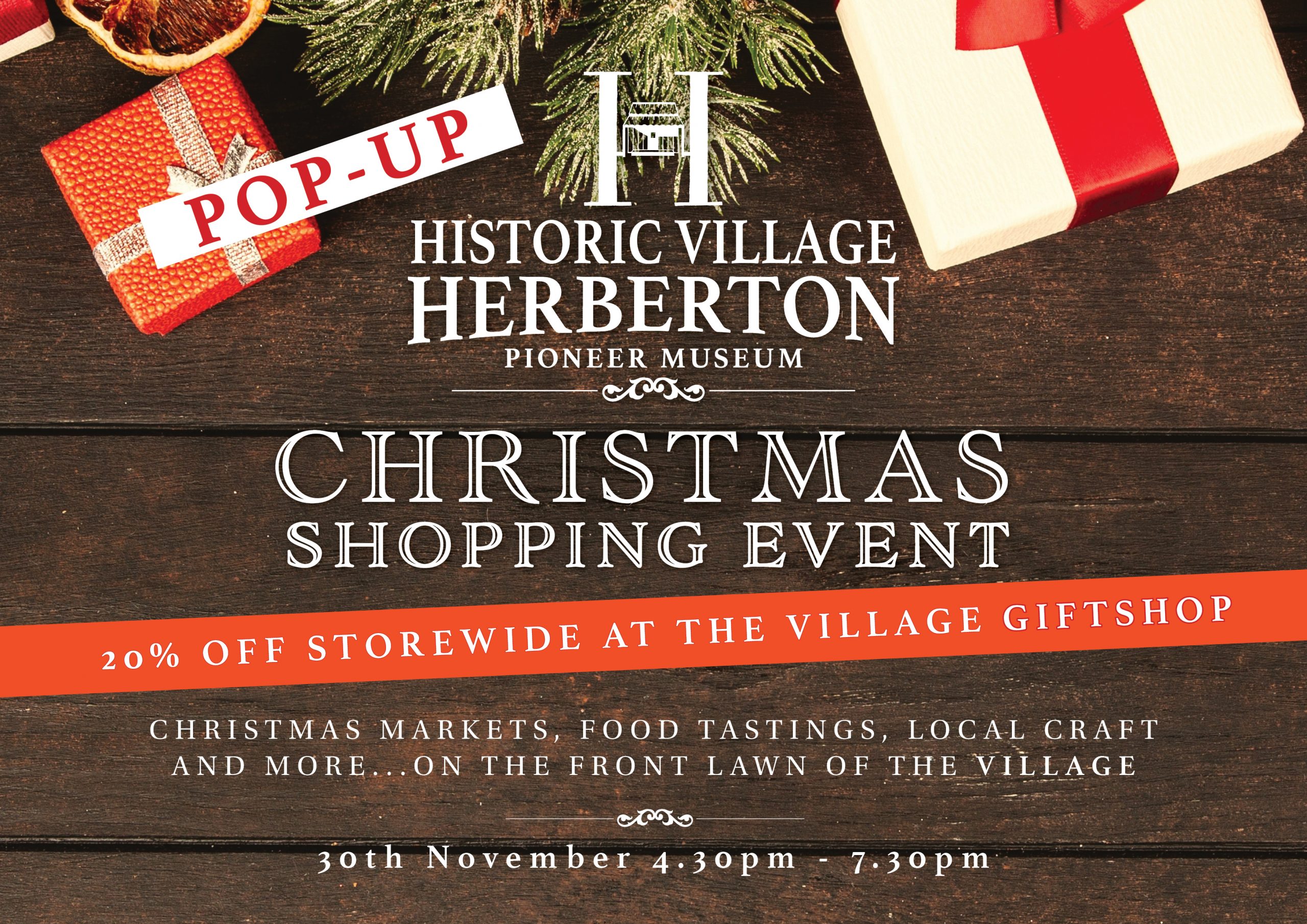 4254 HVH CHristmas Ad 2023 Horizontal Pioneer Weekend Historic Village Herberton